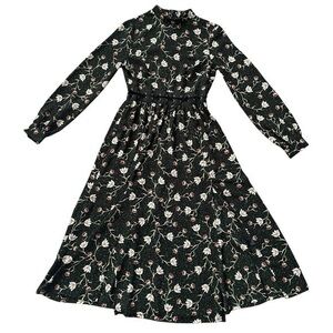 Topshop woodland floral green long sleeve dress Size 4